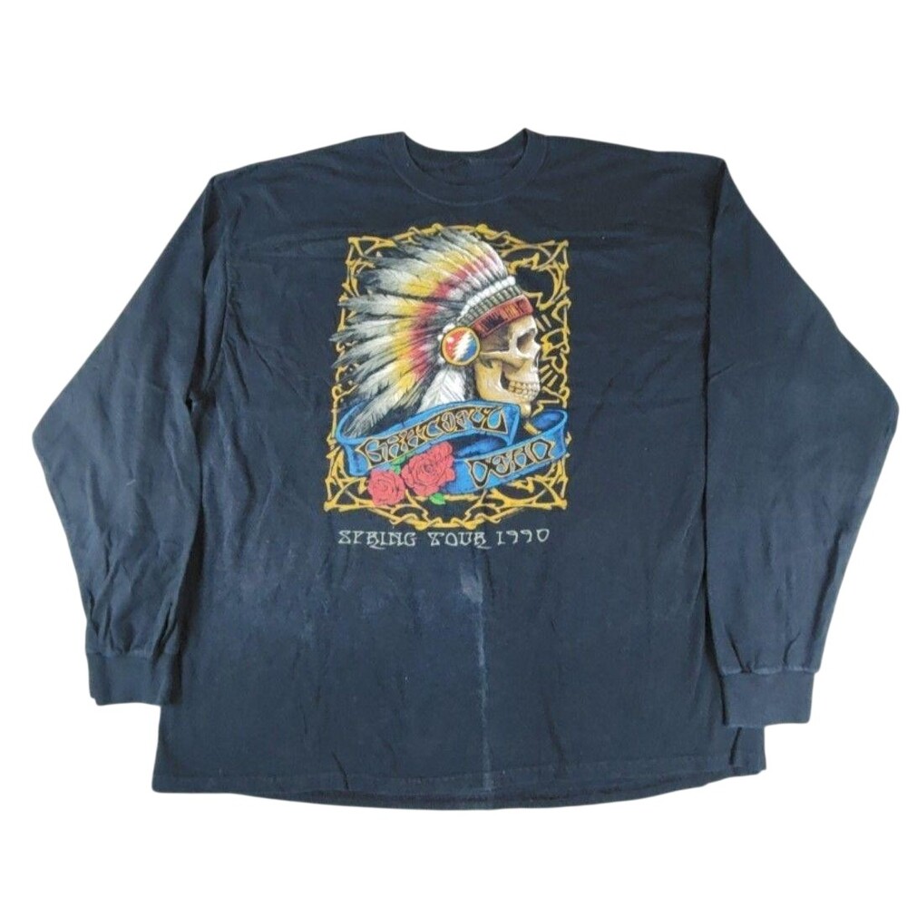 Vintage Y2K Grateful Dead Shirt Mens 2XL Black Long Sleeve Spring Tour 1990 Tee